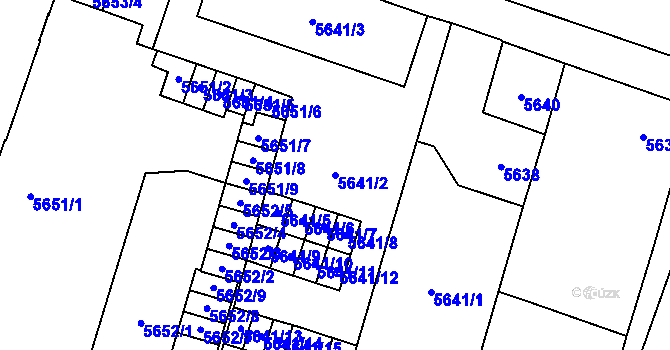 Parcela st. 5641/2 v KÚ Prostějov, Katastrální mapa