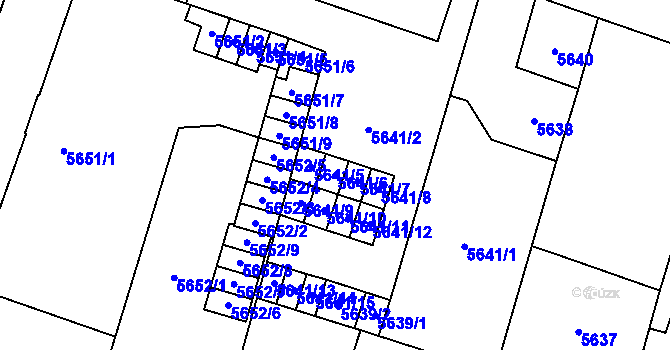 Parcela st. 5641/6 v KÚ Prostějov, Katastrální mapa
