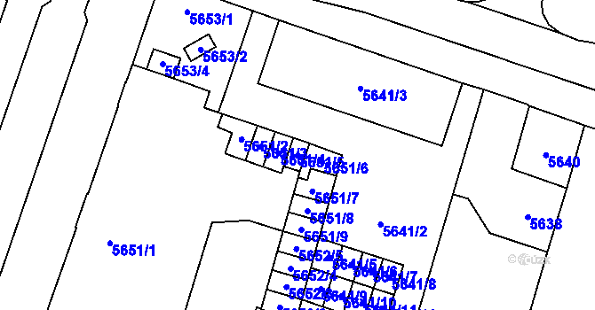 Parcela st. 5651/5 v KÚ Prostějov, Katastrální mapa