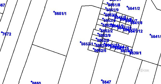 Parcela st. 5652/1 v KÚ Prostějov, Katastrální mapa