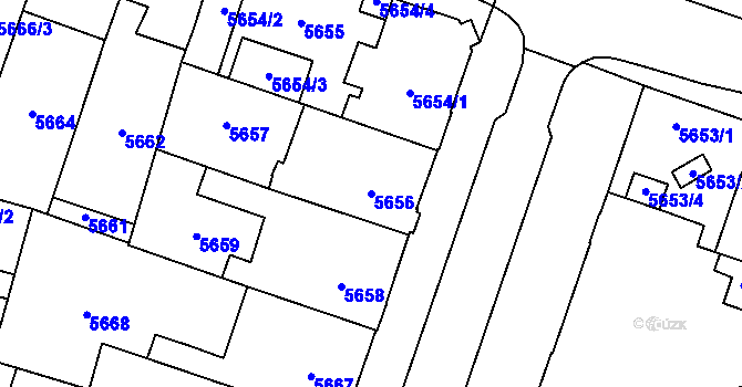 Parcela st. 5656 v KÚ Prostějov, Katastrální mapa