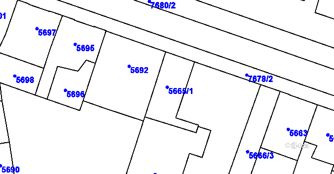 Parcela st. 5665/1 v KÚ Prostějov, Katastrální mapa