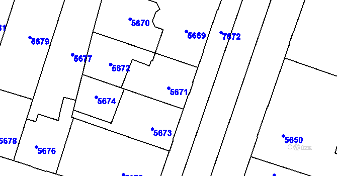 Parcela st. 5671 v KÚ Prostějov, Katastrální mapa