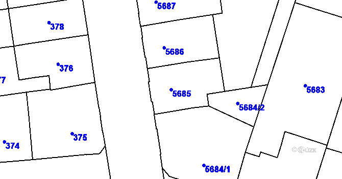 Parcela st. 5685 v KÚ Prostějov, Katastrální mapa