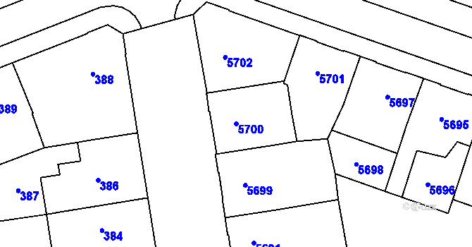 Parcela st. 5700 v KÚ Prostějov, Katastrální mapa
