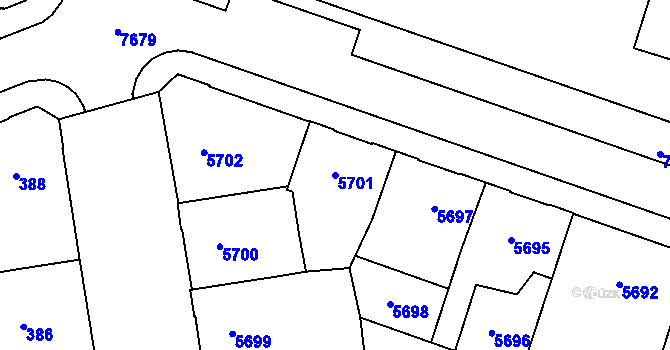 Parcela st. 5701 v KÚ Prostějov, Katastrální mapa