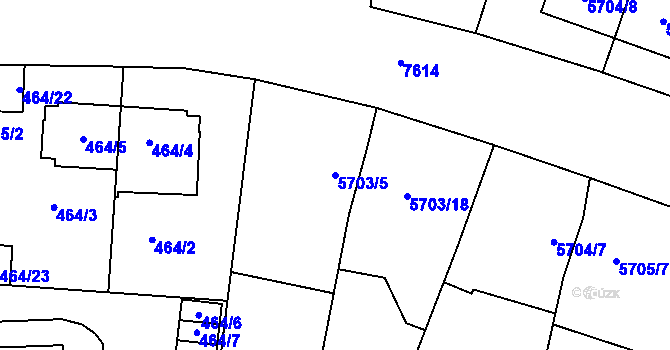 Parcela st. 5703/5 v KÚ Prostějov, Katastrální mapa