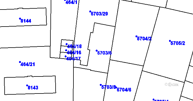 Parcela st. 5703/6 v KÚ Prostějov, Katastrální mapa