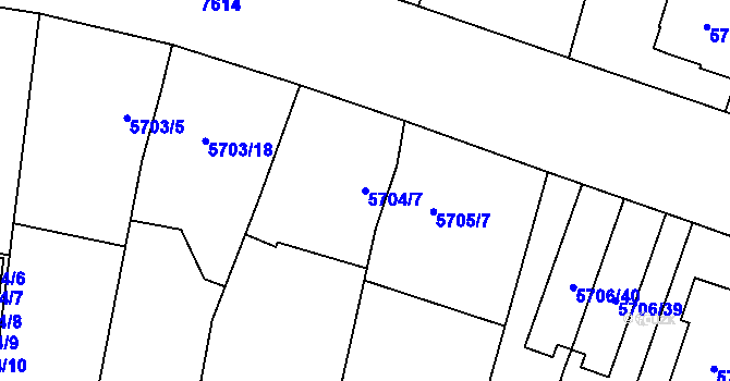 Parcela st. 5704/7 v KÚ Prostějov, Katastrální mapa