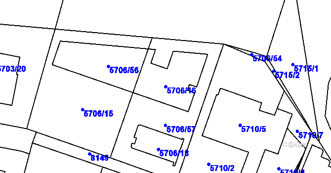 Parcela st. 5706/16 v KÚ Prostějov, Katastrální mapa
