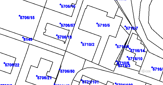 Parcela st. 5710/2 v KÚ Prostějov, Katastrální mapa
