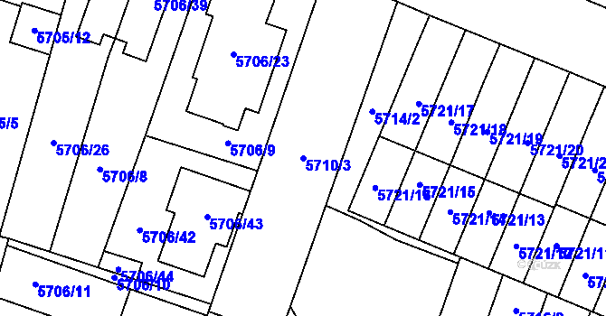 Parcela st. 5710/3 v KÚ Prostějov, Katastrální mapa