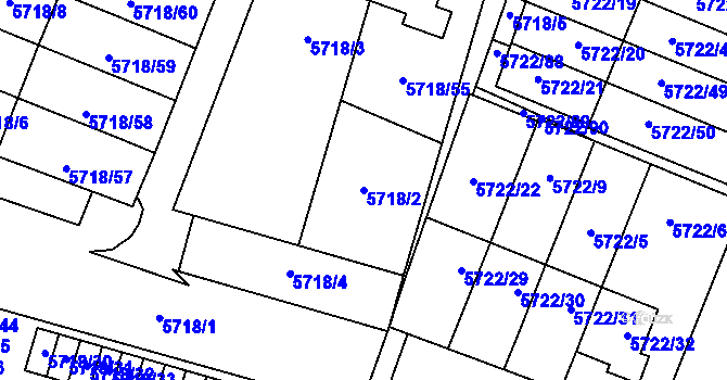 Parcela st. 5718/2 v KÚ Prostějov, Katastrální mapa