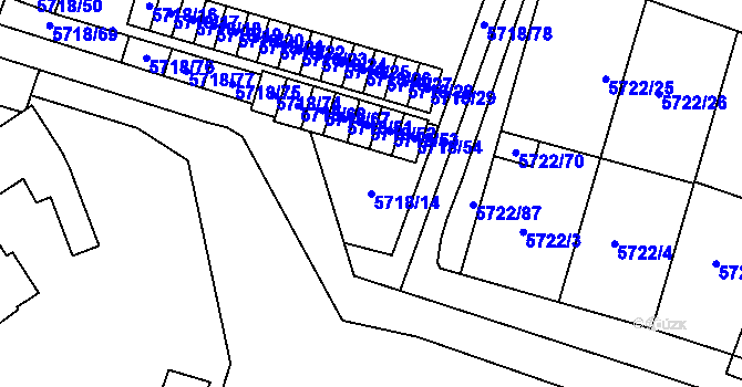 Parcela st. 5718/14 v KÚ Prostějov, Katastrální mapa