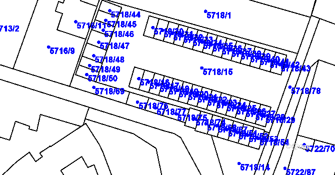 Parcela st. 5718/19 v KÚ Prostějov, Katastrální mapa