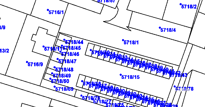 Parcela st. 5718/32 v KÚ Prostějov, Katastrální mapa