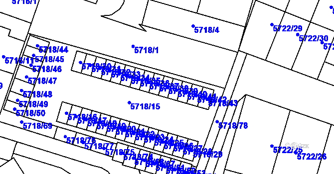 Parcela st. 5718/39 v KÚ Prostějov, Katastrální mapa