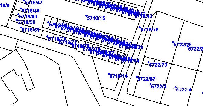 Parcela st. 5718/51 v KÚ Prostějov, Katastrální mapa