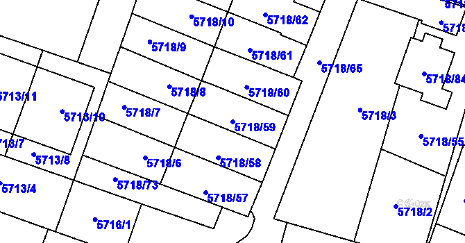 Parcela st. 5718/59 v KÚ Prostějov, Katastrální mapa