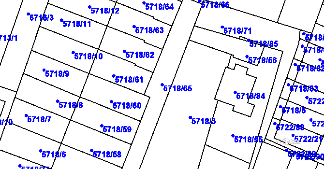 Parcela st. 5718/65 v KÚ Prostějov, Katastrální mapa