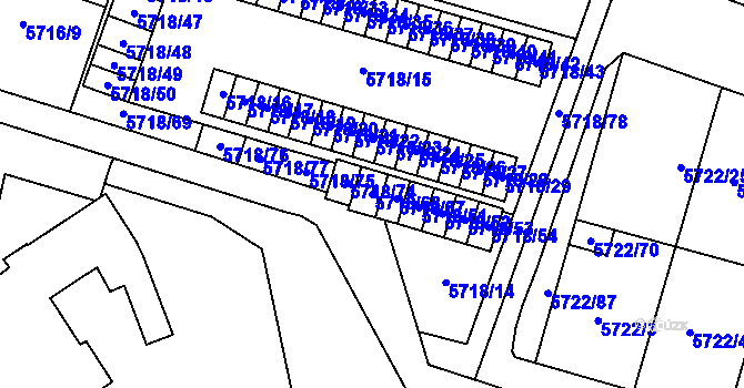 Parcela st. 5718/68 v KÚ Prostějov, Katastrální mapa