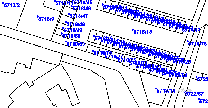 Parcela st. 5718/77 v KÚ Prostějov, Katastrální mapa