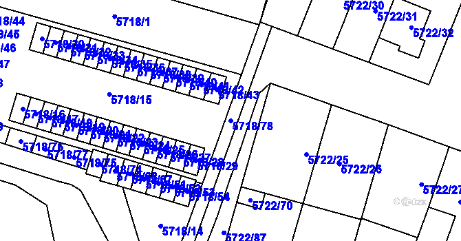 Parcela st. 5718/78 v KÚ Prostějov, Katastrální mapa