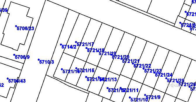 Parcela st. 5721/19 v KÚ Prostějov, Katastrální mapa