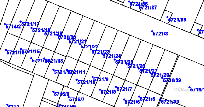 Parcela st. 5721/24 v KÚ Prostějov, Katastrální mapa