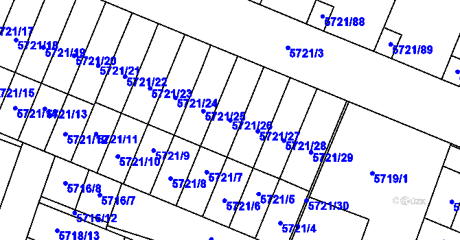 Parcela st. 5721/26 v KÚ Prostějov, Katastrální mapa