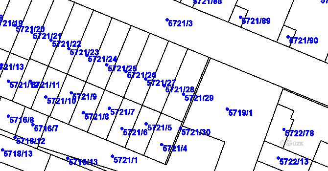 Parcela st. 5721/28 v KÚ Prostějov, Katastrální mapa