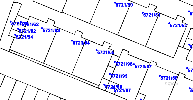 Parcela st. 5721/65 v KÚ Prostějov, Katastrální mapa