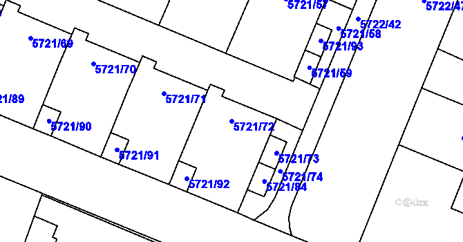 Parcela st. 5721/72 v KÚ Prostějov, Katastrální mapa