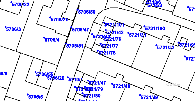 Parcela st. 5721/78 v KÚ Prostějov, Katastrální mapa