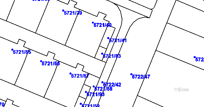 Parcela st. 5721/83 v KÚ Prostějov, Katastrální mapa