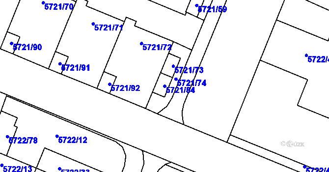 Parcela st. 5721/84 v KÚ Prostějov, Katastrální mapa