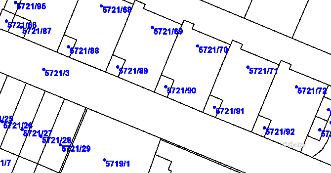 Parcela st. 5721/90 v KÚ Prostějov, Katastrální mapa