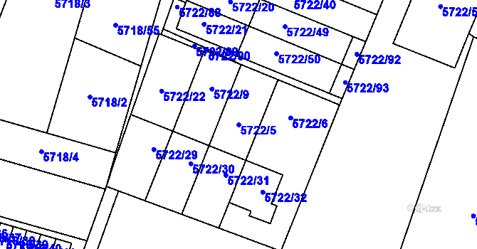 Parcela st. 5722/5 v KÚ Prostějov, Katastrální mapa
