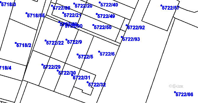 Parcela st. 5722/6 v KÚ Prostějov, Katastrální mapa