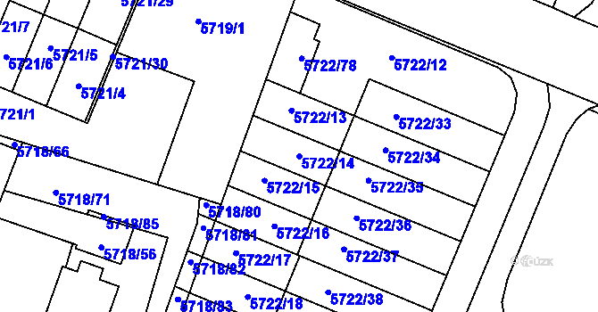 Parcela st. 5722/14 v KÚ Prostějov, Katastrální mapa