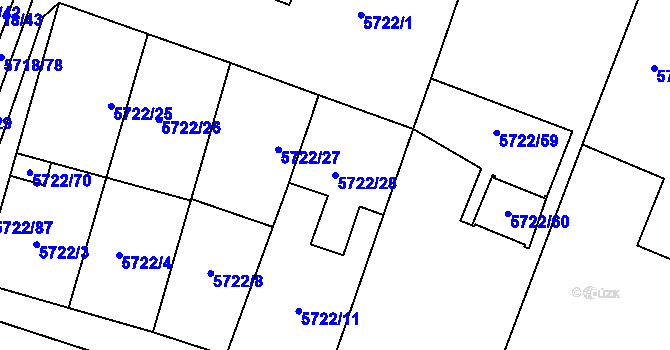 Parcela st. 5722/28 v KÚ Prostějov, Katastrální mapa
