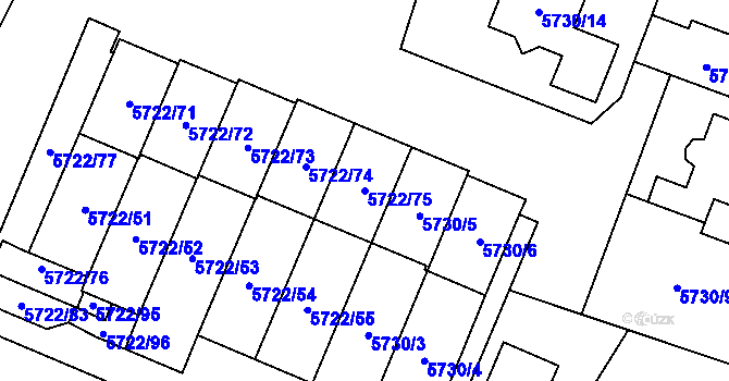 Parcela st. 5722/75 v KÚ Prostějov, Katastrální mapa