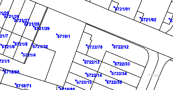 Parcela st. 5722/78 v KÚ Prostějov, Katastrální mapa