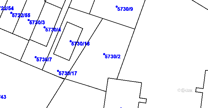 Parcela st. 5730/2 v KÚ Prostějov, Katastrální mapa