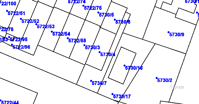Parcela st. 5730/4 v KÚ Prostějov, Katastrální mapa