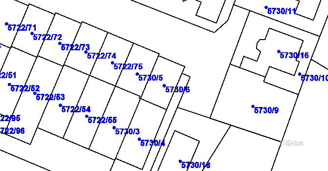 Parcela st. 5730/6 v KÚ Prostějov, Katastrální mapa