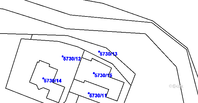 Parcela st. 5730/13 v KÚ Prostějov, Katastrální mapa