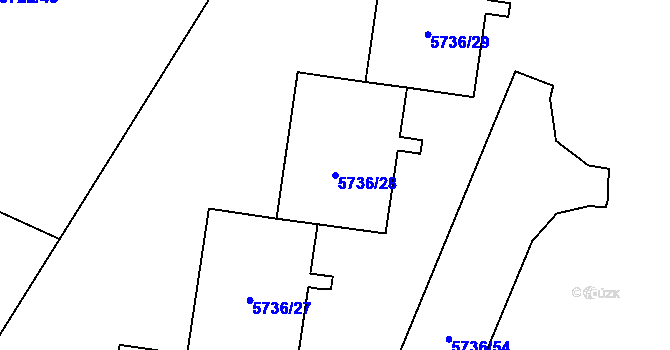 Parcela st. 5736/28 v KÚ Prostějov, Katastrální mapa