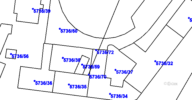 Parcela st. 5736/72 v KÚ Prostějov, Katastrální mapa