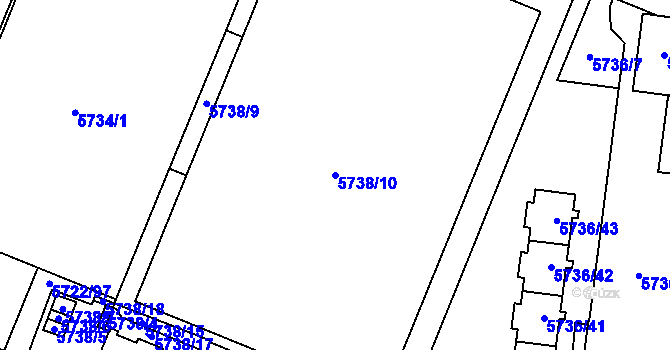 Parcela st. 5738/10 v KÚ Prostějov, Katastrální mapa